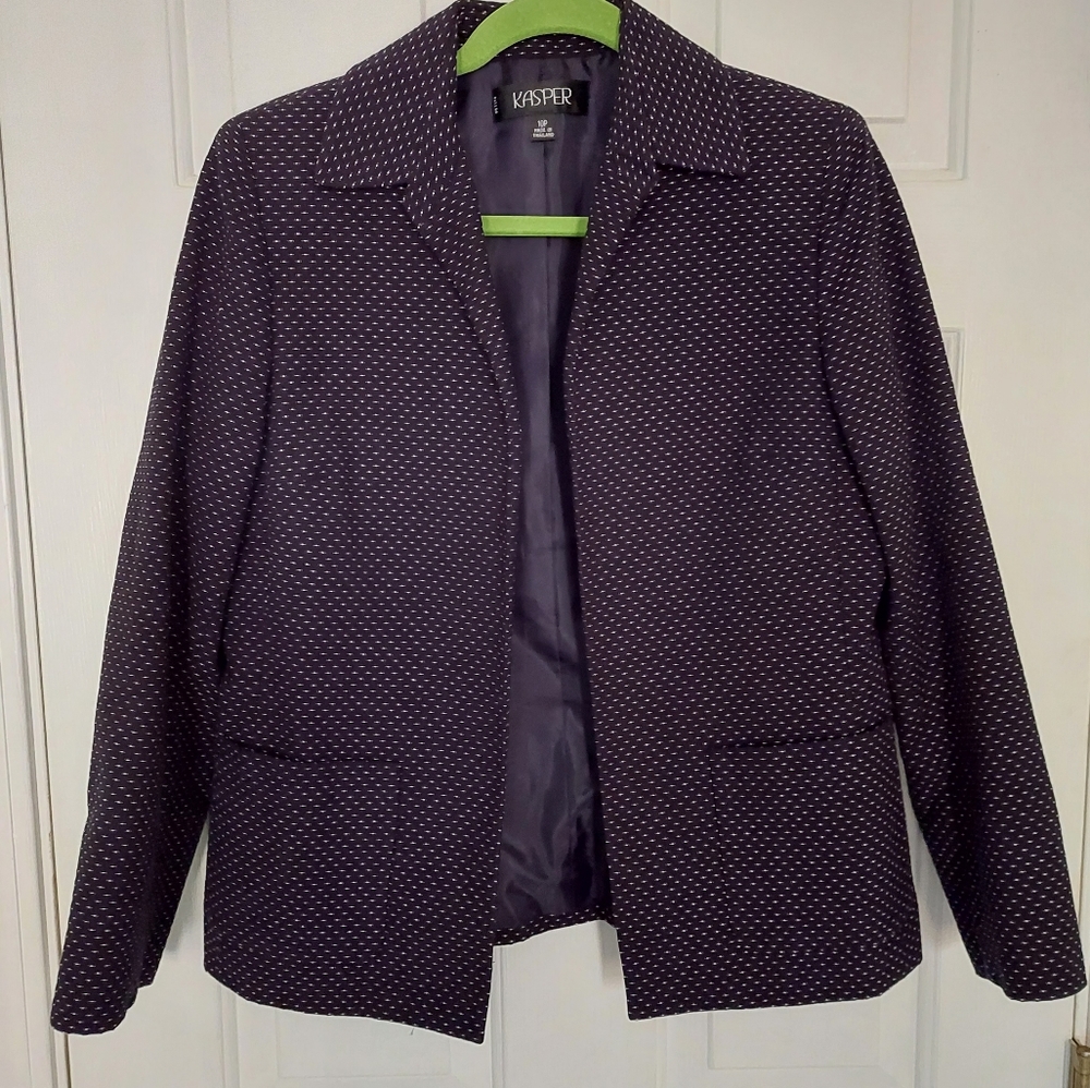 Kasper blazer jacket 10P Navy blue with white dots